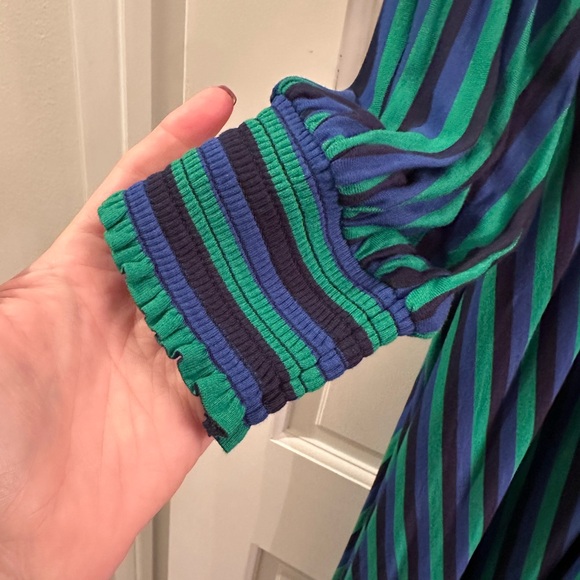 Boden LIKE NEW Vibrant Green and Blue Long Sleeve Dress - Picture 4 of 5